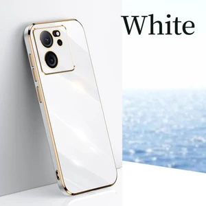 Xiaomi Mi 13T Pro Kılıf Parlak Kenarlı Altın Işlemeli Kamera Korumalı Kapak