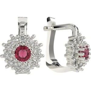 Roza Silver 925 Ayar Gümüş Yakut Taşlı Yuvarlak Çocuk Küpesi