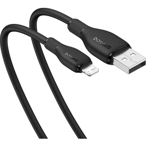 Pudding Serisi Usb To iPhone uyumlu  Lightning USB  iPhone Uyumlu 2.4 Amper Hızlı Şarj ve Data Aktarım Kablosu iPhone 14 , 13 ,12 11 ,x , 7 , 8 , 6 uyumlu SİYAH