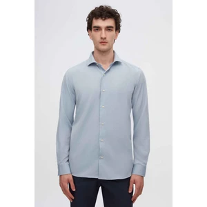 D'S Damat Slim Fit Açık Mavi İtalyan Yaka Armürlü Gömlek 2HF02ORT3185