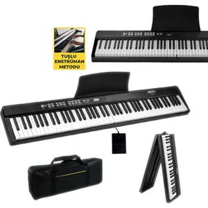 PLX-80BK Taşınabilir Katlanır Dijital Piyano Tuş Hassasiyetli 88 Tuş BT (Sustain Çanta Metod)