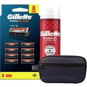 Proglide 8'li Tıraş Bıçağı+ Gillette Proglide Köpük + Çanta li