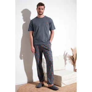 Pamuklu Regular Fit Kısa Kollu Pijama Takımı Erkek Pijama Takımı 6572012