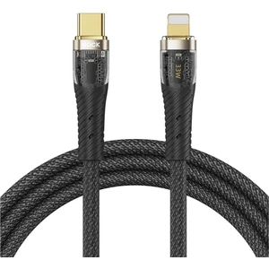 Rock Z21 33W Type-C To Lightning Pd 3A 1.2m Altın Uçlu Örgü Şarj ve Data Kablosu Siyah