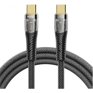 Rock Z21 100W Type-C To Type-C Pd 6A 1.2m Altın Uçlu Örgü Şarj ve Data Kablosu Siyah
