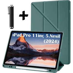 M.tk moveteck Ipad Pro 5. Nesil 11 Inç Uyumlu Tablet Kılıfı Kalem Bölmeli Standlı Yumuşak Silikon + Dokunmatik Kalem M4 Çip