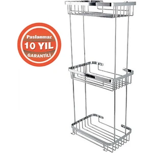 Çelik Banyo Paslanmaz Çelik Taci 3'lü 23X15 cm Şampuanlık Köşe Süngerlik