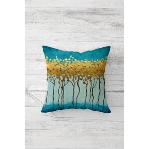 Gold Sim Detaylı Turkuaz Çift Tarafı Baskı Gizli Fermuarlı Yastık Kılıf Kırlent Koltuk Yastık Kılıfı