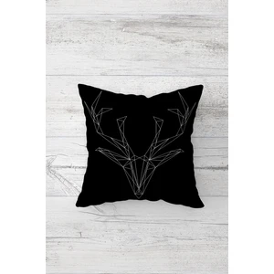 Geyik Kafası Desenli Çift Tarafı Baskılı Gizli Fermuarlı Yastık Kılıfı Kırlent Koltuk Yastık Kılıfı