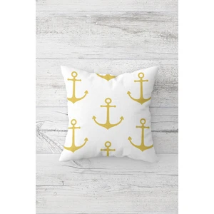 Gemici Çapa Desen Çift Tarafı Baskılı Gizli Fermuarlı Yastık Kılıfı Kırlent Koltuk Yastık Kılıfı