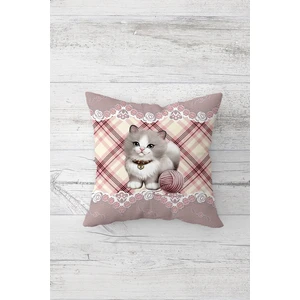 Cute Cat Sevimli Kedili Çift Tarafı Baskı Gizli Fermuar Genç Kız Kırlent Koltuk Yastık Kılıfı