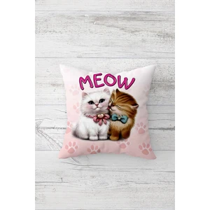 Cute Cat Sevimli Kedili Çift Tarafı Baskı Gizli Fermuar Genç Kız Kırlent Koltuk Yastık Kılıfı