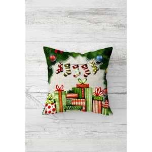 Yılbaşı Çorabı Hediyesi Çift Tarafı Baskı Gizli Fermuarlı Yastık Kılıfı Kırlent Koltuk Yastık Kılıfı