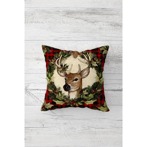 Kokina Geyik Desenli Çift Tarafı Baskılı Gizli Fermuarlı Yastık Kılıfı Kırlent Koltuk Yastık Kılıfı