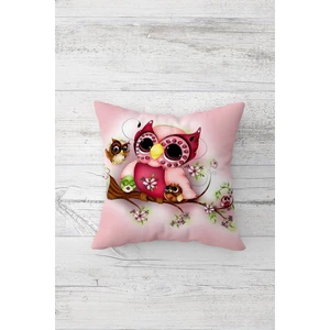 Baykuşlu Çift Tarafı Baskılı Gizli Fermuarlı Yastık Kılıfı Kırlent Koltuk Yastık Kılıfı