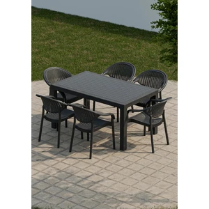 Çavdar Group 90X150 cm Rattan 6 Kişilik Masa Takımı Camsız Bambu Sandalye Bahçe Teras Takımı Oturma Grubu