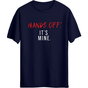 Black Sokak Hands Off Its Mine Baskılı Oversize Unisex Lacivert Tişört