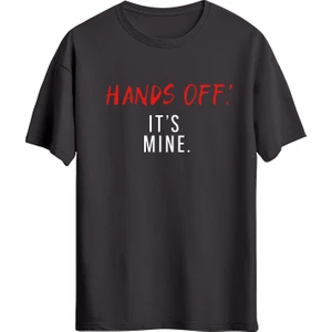 Black Sokak Hands Off Its Mine Baskılı Oversize Unisex Antrasit Tişört