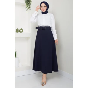 Hafsa Mina Kemerli Mevlana Etek Lacivert HM2370