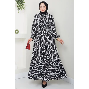 Hafsa Mina Mery Yazlık Viskon Elbise Siyah HM2409