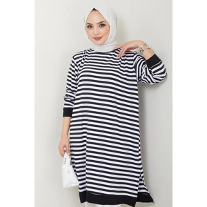 Çizgili Penye Tunik Siyah HM2418