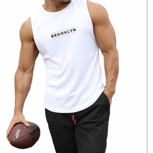 Amor Man Özel Tasarım Brooklyn Baskılı Slim Fit %100 Pamuk Kolsuz Gym Erkek T-Shırt