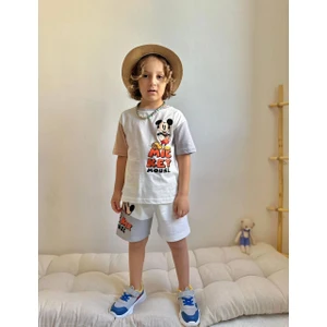 Yiğit Butik Yigit Butik Mickey Baskılı Şortlu Erkek Çocuk Takım