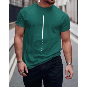 Amor Man Büyük Beden Özel Tasarım Bisiklet Yaka Dikey Çizgi Baskılı %100 Pamuk Trend Erkek T-Shırt