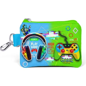 Coral High Kids Siyah Fosforlu Yeşil Kulaklık Game Desenli Bozuk Para Çantası 21926