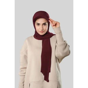 Hürrem Bone Kırmızı Pratik Hazır Geçmeli Şapkalı Tesettür Şal Sandy Düz 3008_31