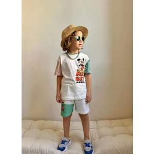 Yiğit Butik Yigit Butik Mickey Baskılı Şortlu Erkek Çocuk Takım
