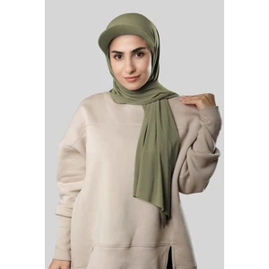 Hürrem Bone Su Yeşili Pratik Hazır Geçmeli Şapkalı Tesettür Şal Sandy Düz 3008_58