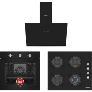 4 Fonksiyon Trend Mekanik Siyah Dijital Power Turbo Ankastre Set (Fırın + Ocak + Davlumbaz)