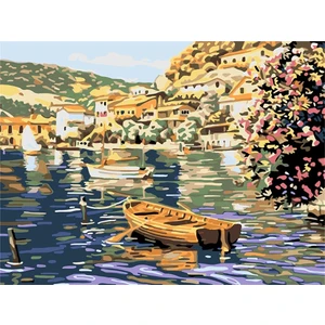 Womb Hobby Sahil Kasabası 3 Sayılarla Boyama Seti 50X65 cm Tuvale Gerili