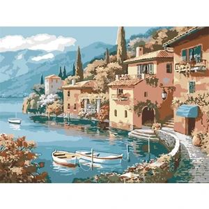 Womb Hobby Sahilde Yalılar Sayılarla Boyama Seti 50X65 cm Tuvale Gerili