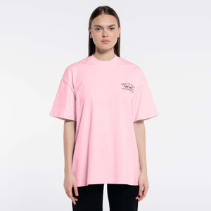 Friday Offset Deka Kadın Pembe %100 Pamuk Bisiklet Yaka Ekstra Oversize Tişört