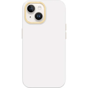 iPhone 14 Uyumlu Kılıf Metal Kamera Çerçeveli Recci Glaze Serisi Kapak Beyaz