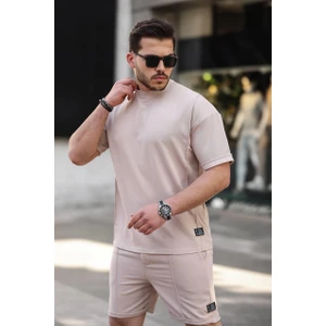 Bej Renk Oversize Tişört ve Şort Takım