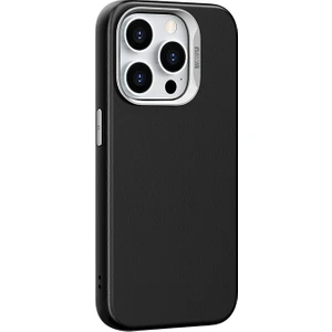 iPhone 15 Pro Uyumlu Kılıf Wiwu SP-019 Magsafe Şarj Özellikli Vegan Leather Deri Kapak Siyah