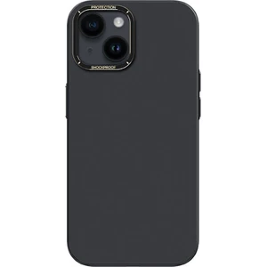 iPhone 14 Uyumlu Kılıf Metal Kamera Çerçeveli Recci Glaze Serisi Kapak Siyah