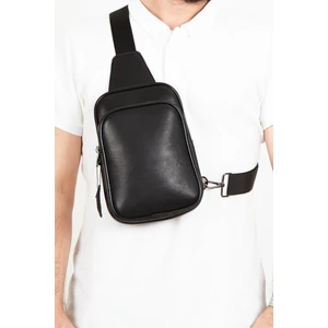 Newish Polo Erkek Siyah Hakiki Deri Soft Doku Telefon Cüzdan Bölmeli Çapraz Göğüs Ve Omuz Çantası newpolo072