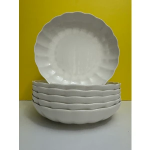 Kütahya Porselen Bone Luz Midye Model Krem Porselen 22 cm Yemek Tabağı 6 Lı