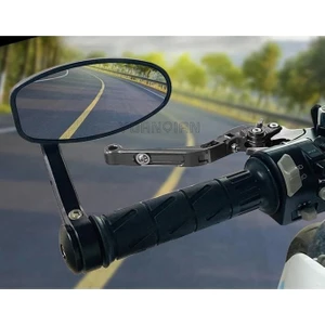 Aras Moto Motosiklet Gidon Aynası Siyah Renk Siyah Topuz 22 mm Gidon Uyumlu -Arasmoto