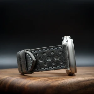 North's Nature Apple Watch Uyumlu Deri Kordon Ultra Gri Hakiki Deri saat kordonu delikli