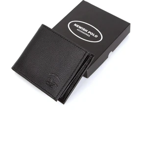Newish Polo Erkek Deri Bozuk Para Hazneli Kartlık ve Cüzdan newpolo180 - Siyah
