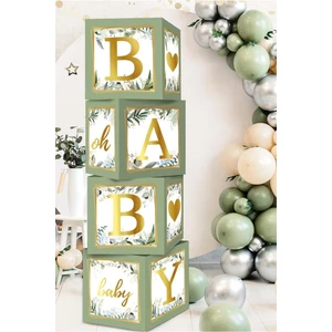 Patladı Gitti Baby Yazılı Adaçayı Konsept Baby Shower Dekorasyon Kutu Set