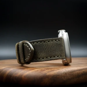 North's Nature Apple Watch Uyumlu Deri Kordon Ultra Haki Deri Klasik saat kordonu