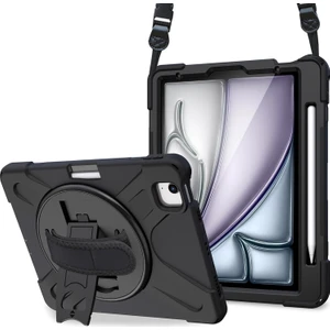 iPad Air 11 Inç 6. Nesil Zırhlı Armour Defender Kalemlikli Askılı Kılıf A2902 A2903