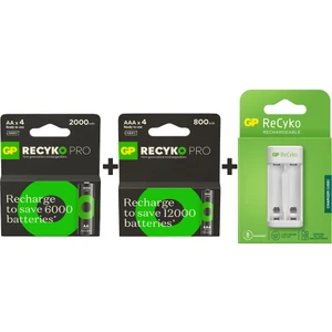 Gp E211 USB Aa-Aaa Şarj Cihazı + Gp Recyko Pro 2000 Mah 4'lü Aa Kalem + Gp Recyko Pro 800 Mah 4'lü Aaa Ince Kalem