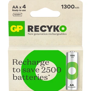Batteries ReCyko 1300 AA Kalem Ni-Mh Şarjlı Pil, 1.2 Volt, 4'lü Kart